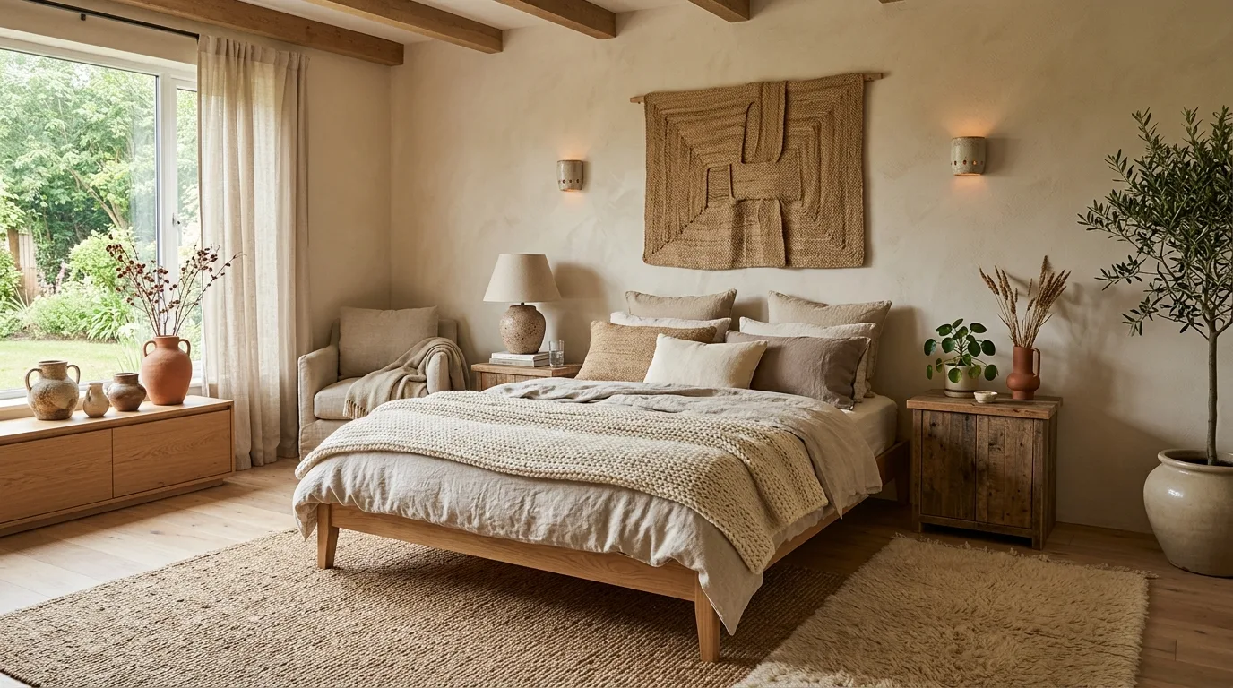 Let the rug add softness underfoot inspiration for an organic modern bedroom.
